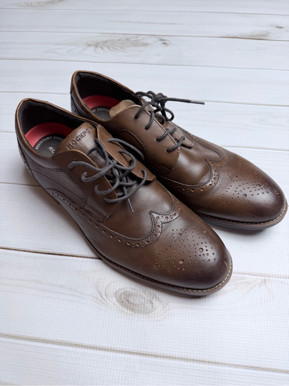 Rockport Brown Leather Brogue Wingtip Oxfords